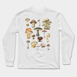 Vintage Mushrooms Dark Academia Illustrations Long Sleeve T-Shirt